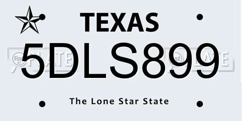 5DLS899 Texas License Plate