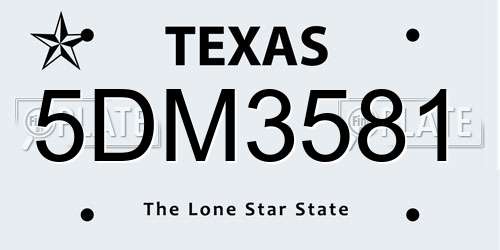 5DM3581 Texas License Plate