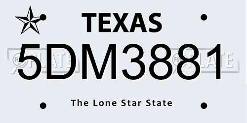 5DM3881 Texas License Plate