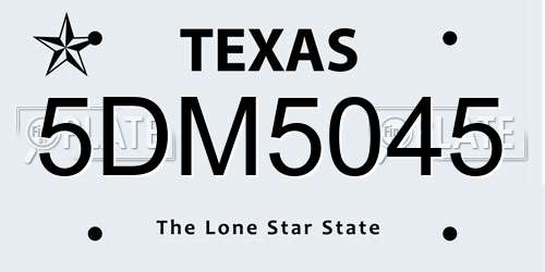 5DM5045 Texas License Plate
