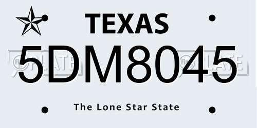 5DM8045 Texas License Plate