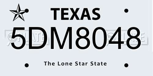 5DM8048 Texas License Plate