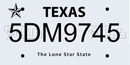 5DM9745 Texas License Plate