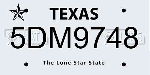 5DM9748 Texas License Plate