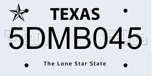 5DMB045 Texas License Plate