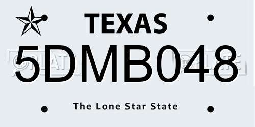 5DMB048 Texas License Plate