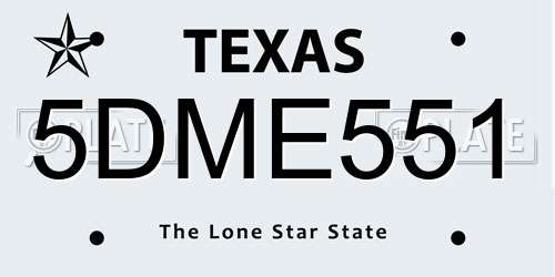 5DME551 Texas License Plate