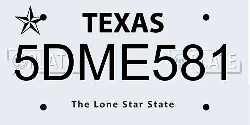 5DME581 Texas License Plate