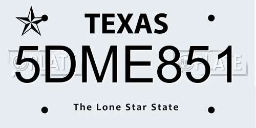5DME851 Texas License Plate