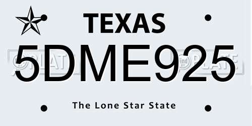 5DME925 Texas License Plate