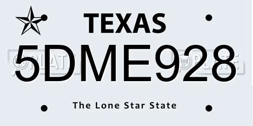 5DME928 Texas License Plate