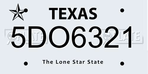 5DO6321 Texas License Plate