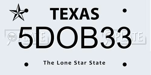 5DOB33 Texas License Plate