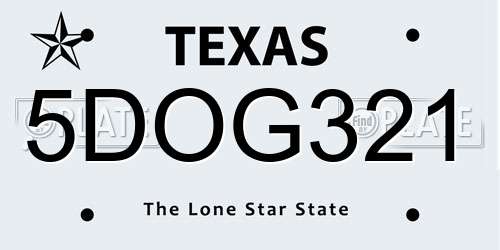 5DOG321 Texas License Plate
