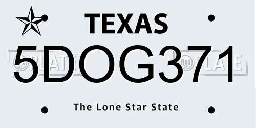 5DOG371 Texas License Plate