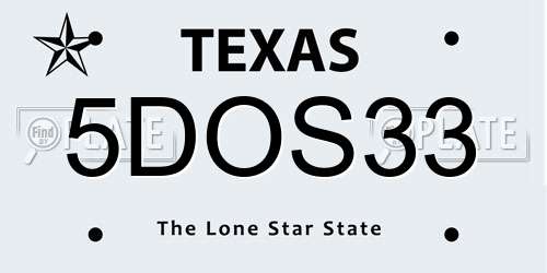 5DOS33 Texas License Plate