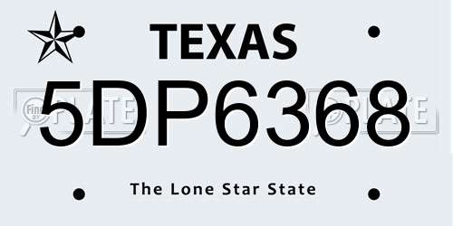 5DP6368 Texas License Plate