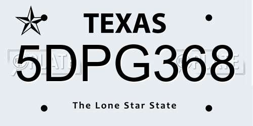 5DPG368 Texas License Plate