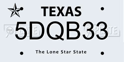 5DQB33 Texas License Plate
