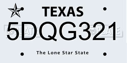 5DQG321 Texas License Plate