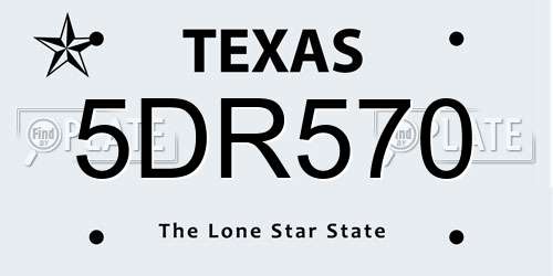 5DR570 Texas License Plate