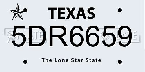 5DR6659 Texas License Plate
