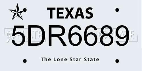 5DR6689 Texas License Plate