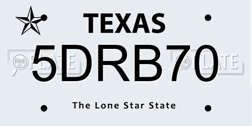 5DRB70 Texas License Plate