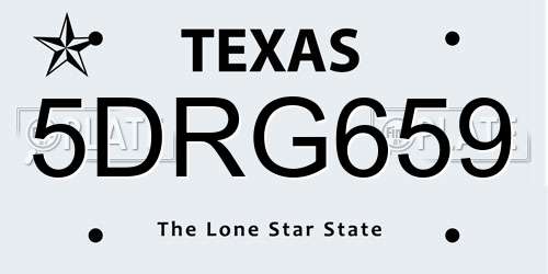 5DRG659 Texas License Plate