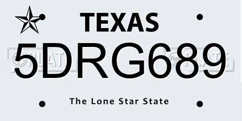 5DRG689 Texas License Plate