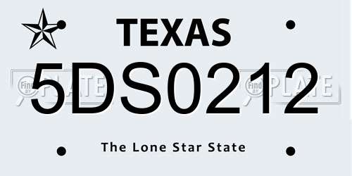 5DS0212 Texas License Plate