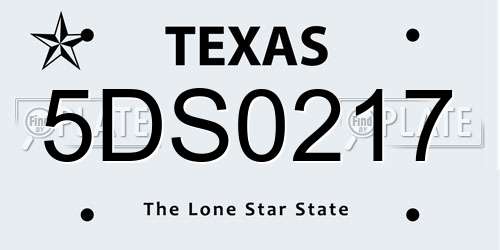 5DS0217 Texas License Plate