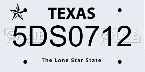 5DS0712 Texas License Plate