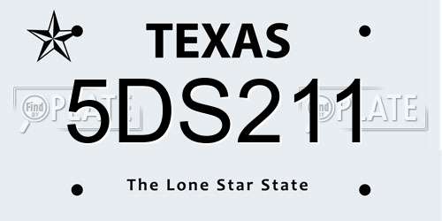 5DS211 Texas License Plate