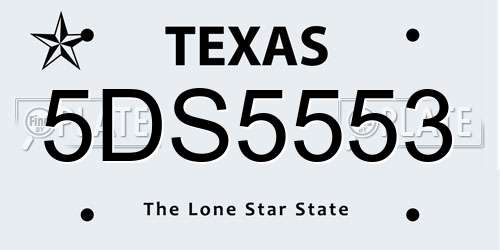 5DS5553 Texas License Plate