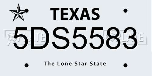 5DS5583 Texas License Plate