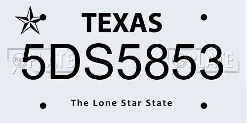5DS5853 Texas License Plate