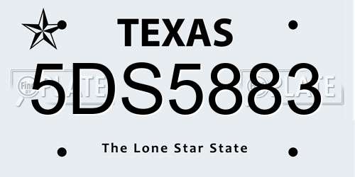 5DS5883 Texas License Plate