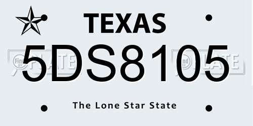5DS8105 Texas License Plate