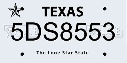 5DS8553 Texas License Plate