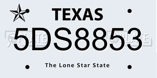 5DS8853 Texas License Plate