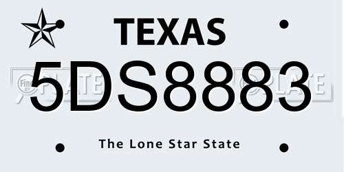 5DS8883 Texas License Plate
