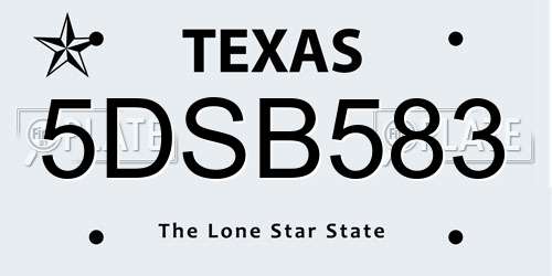 5DSB583 Texas License Plate