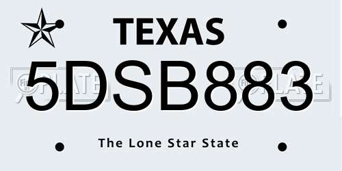 5DSB883 Texas License Plate