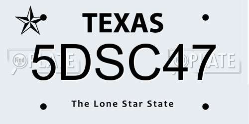5DSC47 Texas License Plate