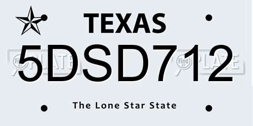 5DSD712 Texas License Plate