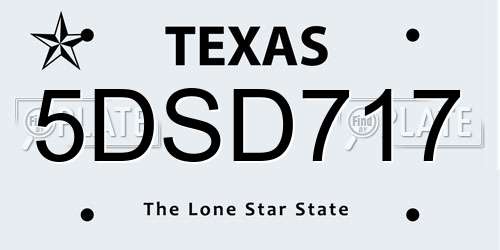5DSD717 Texas License Plate