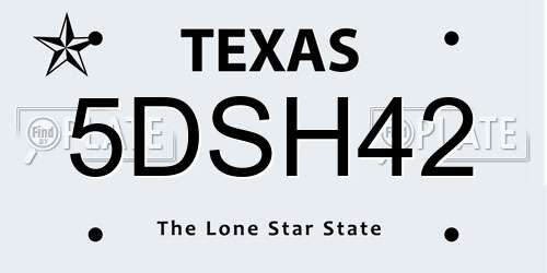 5DSH42 Texas License Plate