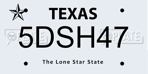 5DSH47 Texas License Plate