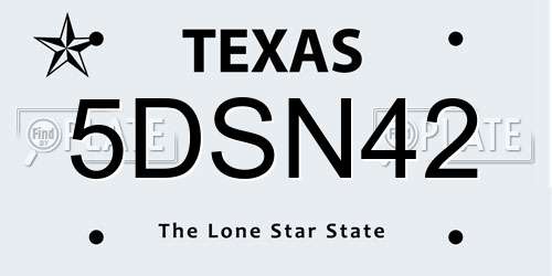 5DSN42 Texas License Plate